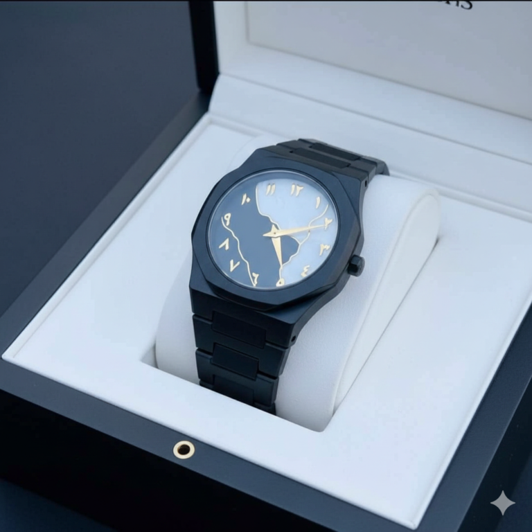 Arabic Aura watch octagonal carbon fiber look body black white dial Arabic numerals analog lightweight 3ATM water-resistant unisex Bangladesh