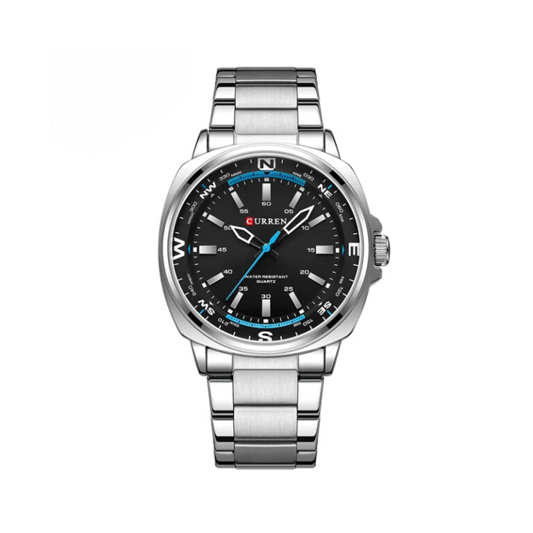 Curren 8455 luxury stainless steel men's watch silver black dial Japanese quartz movement 30m water resistant luminous hands Bangladesh