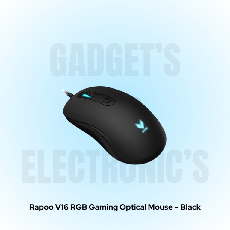 Rapoo V16 gaming mouse black RGB lighting 12800 DPI 5 programmable buttons ambidextrous wired optical mouse Bangladesh