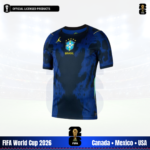 Brazil 2026 away jersey Jordan brand royal blue and black poison dart frog graphic Aero-FIT technology five stars CBF crest