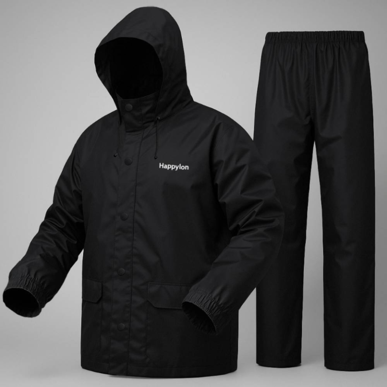 Happylon waterproof rain coat with pant black – high quality Bangladesh