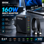 160W super fast multi-port GaN charger 6-in-1 with Type-C cable